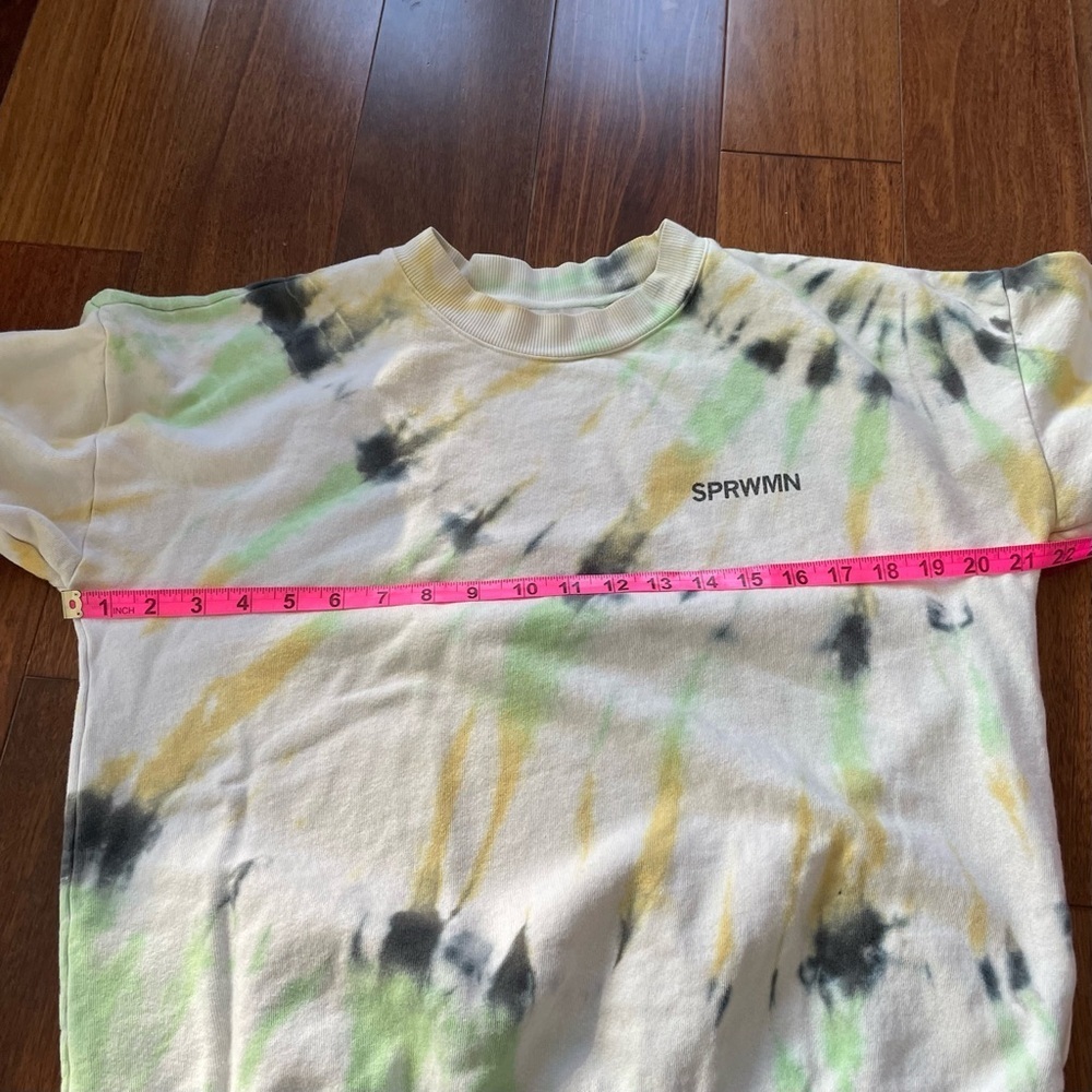 SPRWMN Los Angeles tie dye pullover jumper sweatshirt white green yellow Size XS - Picture 9 of 12